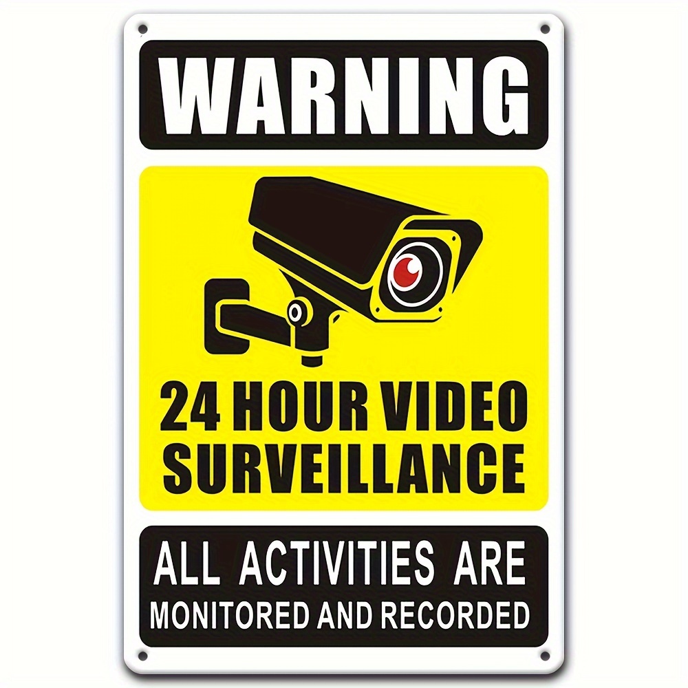 Home Security Installation - 24/7 Video Surveillance Warning Sign -