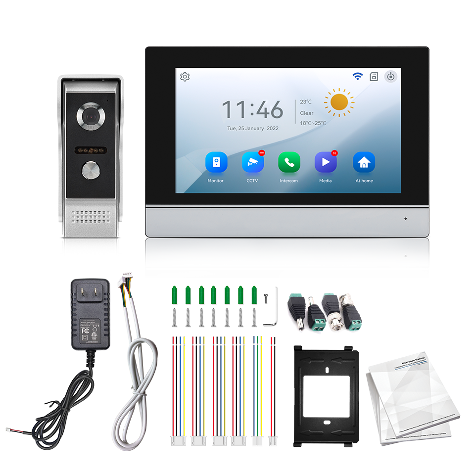 Home Security Camera Installation - 7Inch IPS Screen 2MP Tuya Remote