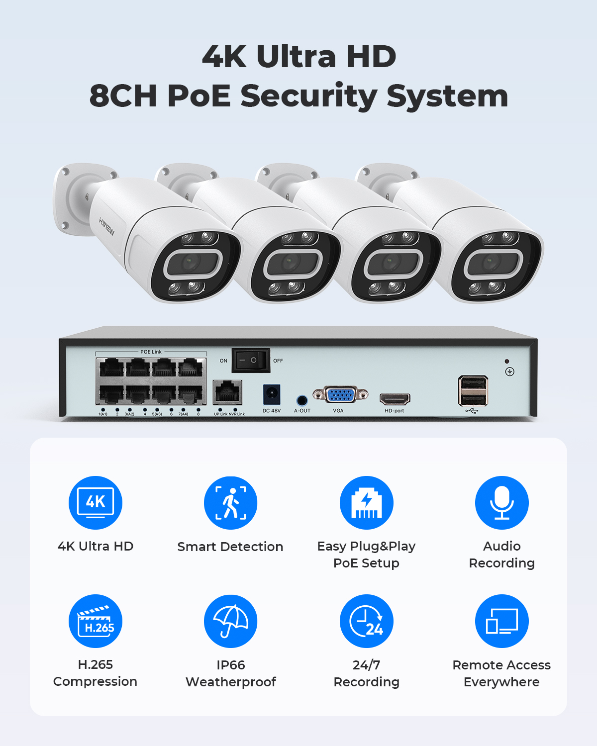 H.View 4K 5Mp 8Mp Poe CCTV Sec - Home Security Kit With Camera review and price