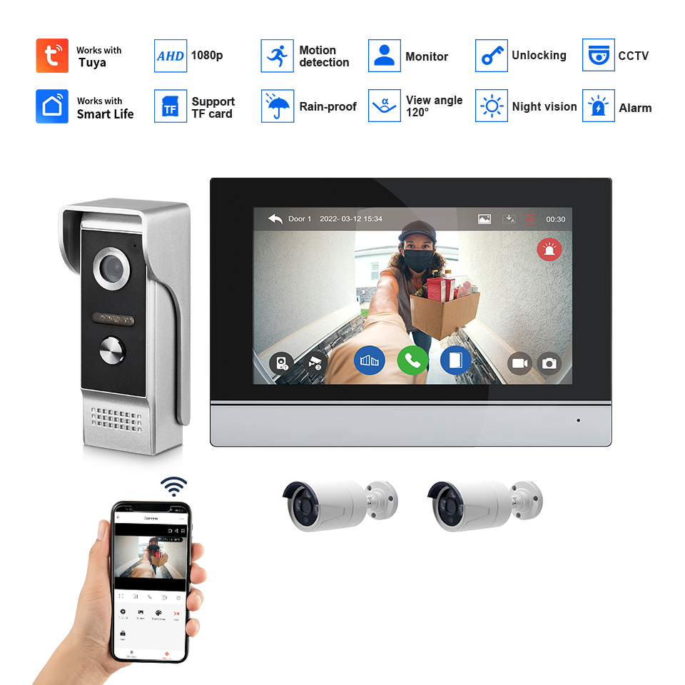 7Inch IPS Screen 2MP  Tuya Rem - Home Security Camera Installation review and price